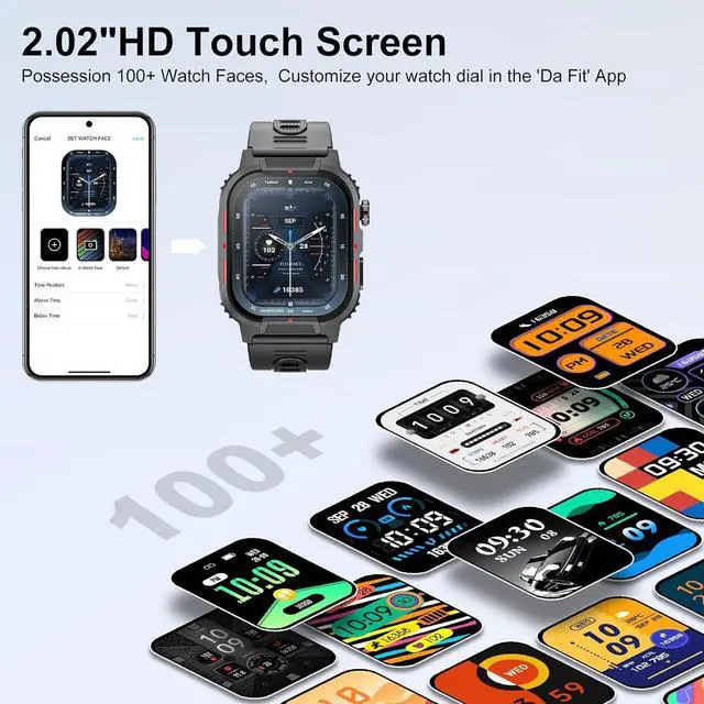 Alt view image 5 of 7 - AUTYUE Smart Watches for Men, 2.02 Inches Sports Fitness Watch with Bluetooth Call, Fitness Tracker with Blood Oxygen, Heart Rate, Sleep Monitor, 123+ Sports Modes, Smart Watch for IOS Android Phones