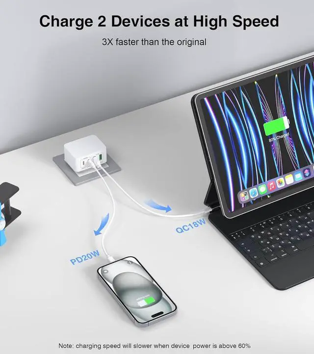 Alt view image 3 of 7 - AUTYUE [2-Pack] USB C Charger Block Thin Flat 40W 4-Port Wall Charger, Type C Fast Charger Cube, PD & QC Wall Plug Power Adapter Compatible for i-P-hone 15/15 Pro/15 Pro, Android Smartphones