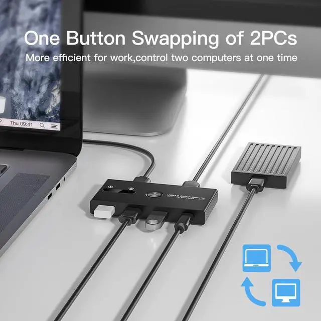 Alt view image 5 of 7 - AUTYUE USB C Switch,USB Switcher 2 Computers Sharing USB C & USB A Devices, 4 Port USB Switcher Sharing Keyboard and Mouse, Printer/Scanner USB 3.0 Switch Hub with 2 USB 3.0 Cables 5FT