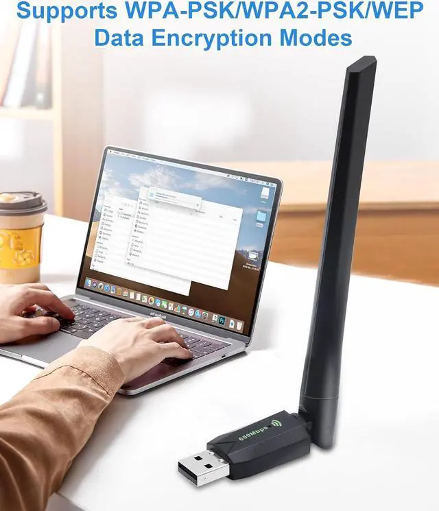 Alt view image 3 of 7 - AUTYUE AC650 WiFi Adapter, 650Mbps WLAN Wireless Adapter for PC, Dual Band WiFi Adapter, WLAN Wireless USB WiFi Adapter 2.4GHz/ 5GHz for PC/Desktop/Laptop, Compatible with Windows XP/Vista/7/8/10/11