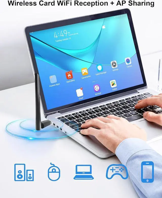 Alt view image 4 of 7 - AUTYUE AC650 WiFi Adapter, 650Mbps WLAN Wireless Adapter for PC, Dual Band WiFi Adapter, WLAN Wireless USB WiFi Adapter 2.4GHz/ 5GHz for PC/Desktop/Laptop, Compatible with Windows XP/Vista/7/8/10/11