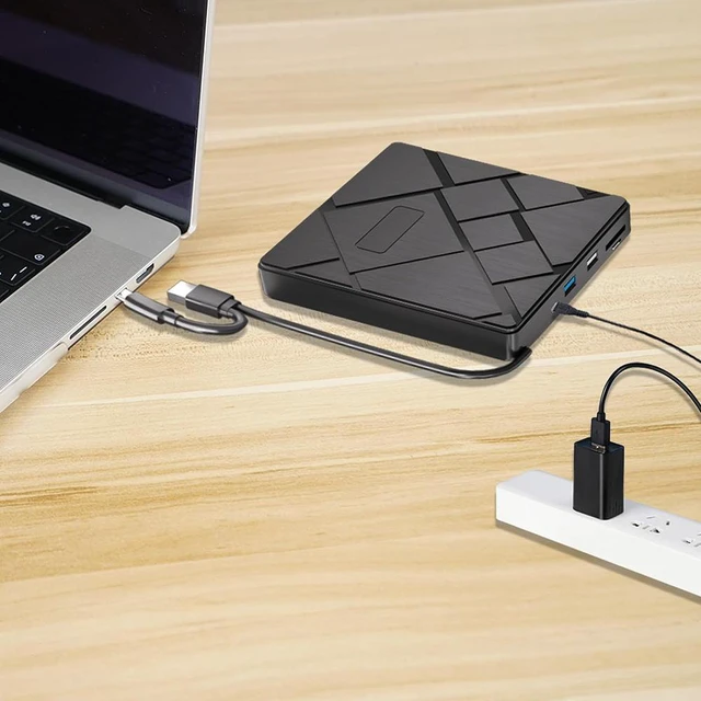 Alt view image 5 of 7 - AUTYUE 5 in 1 External CD/DVD Drive for Laptop, USB 3.0 & Type C Portable DVD Write CD Burner RW ROM Optical Drive Player Reader Disk with 2 USB Ports and 2 TF/SD Card Slots for Windows, Linux, Mac OS