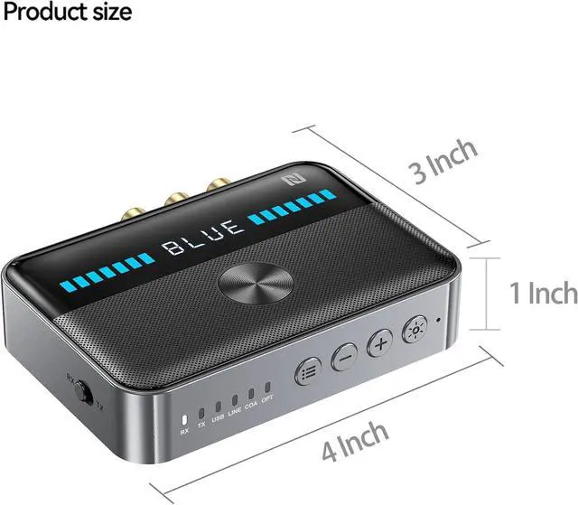 Alt view image 7 of 7 - AUTYUE Bluetooth Transmitter Receiver, 2-in-1 Bluetooth 5.3 Aux Adapter with LED Display, NFC, Dual Link Low Latency Portable Aux Adapter for TV/Car/Headphone/for Home Stereo/Travel/Outdoor