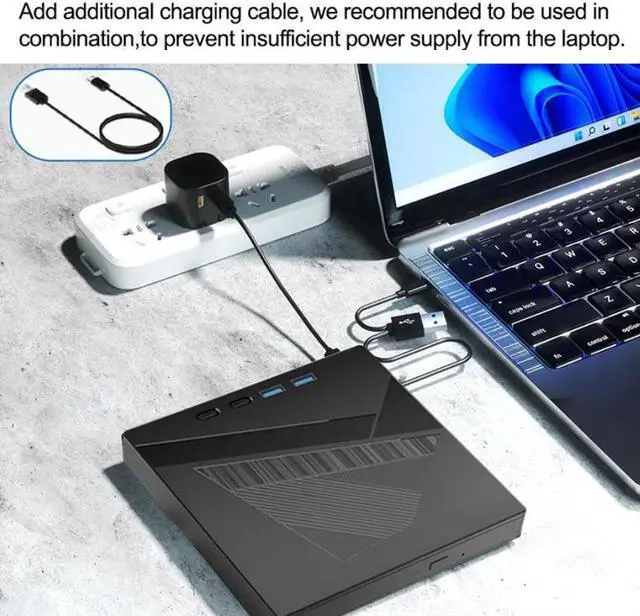 Alt view image 6 of 7 - AUTYUE 7-in-1 External CD/DVD Drive for Laptop, USB 3.0 and Type-C Portable DVD Player CD/DVD +/-RW Burner,Reader Rewriter Writer Disk Duplicator Compatible with Windows XP/7/8/10, Linux MacOS