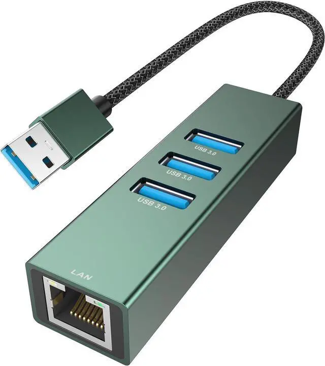 Main image of AUTYUE USB 3.0 to Ethernet Adapter Gigabit, High-Speed 3 USB 3.0 Hub with Ethernet Aluminum 4-in-1 USB-A to LAN Network RJ45 Port, Compatible with Windows, i-Mac, Linux, PC, Chromebook Laptops