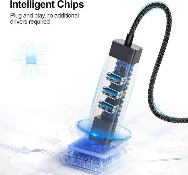 Alt view image 5 of 7 - AUTYUE USB 3.0 to Ethernet Adapter Gigabit, High-Speed 3 USB 3.0 Hub with Ethernet Aluminum 4-in-1 USB-A to LAN Network RJ45 Port, Compatible with Windows, i-Mac, Linux, PC, Chromebook Laptops