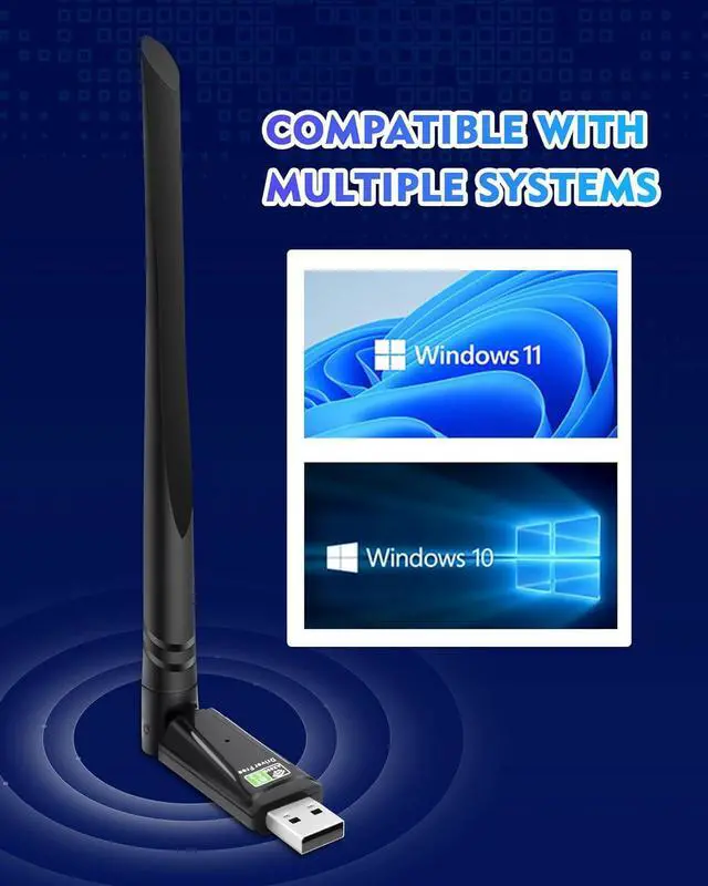 Alt view image 7 of 7 - AUTYUE Bluetooth Dongle for PC, 2 in 1 USB WiFi Adapter & Bluetooth 5.3 Adapter, 900Mbps USB WI-FI Dongle, 5DBi Antennas High Gain Dual Band 2.4GHz&5GHz, USB WiFi Adapter Support Windows 11/10