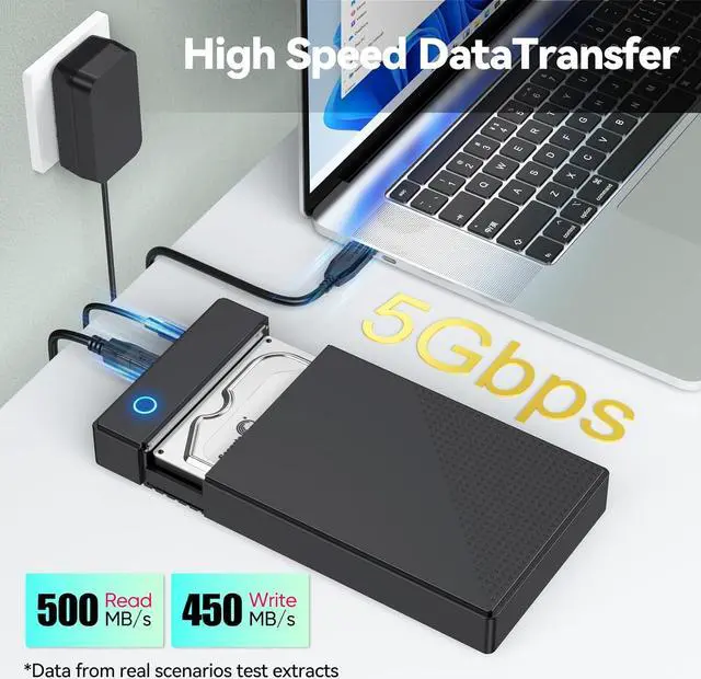Alt view image 2 of 7 - AUTYUE 3.5 Hard Drive Enclosure, External 3.5 2.5 inch SSD HDD Enclosure Hard Drive Adapter, USB 3.0 SATA Reader up to 18TB Hard Drive Case Data Recovery Kit Support UASP with 12V 2A Power Adapter
