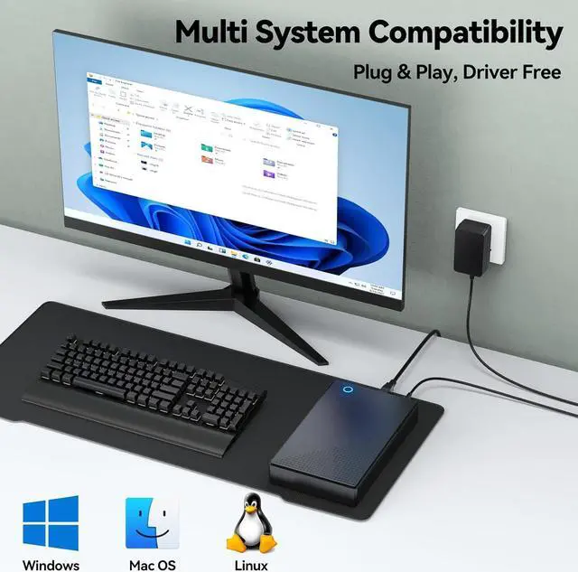 Alt view image 7 of 7 - AUTYUE 3.5 Hard Drive Enclosure, External 3.5 2.5 inch SSD HDD Enclosure Hard Drive Adapter, USB 3.0 SATA Reader up to 18TB Hard Drive Case Data Recovery Kit Support UASP with 12V 2A Power Adapter