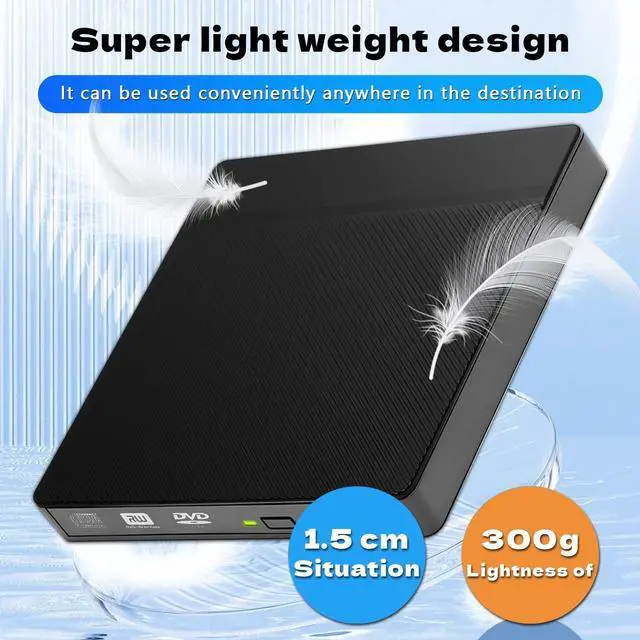 Alt view image 2 of 7 - AUTYUE External CD/DVD Drives, USB 3.0 & Type-C CD DVD Burner Portable CD +/-RW Drive DVD Player for ROM Rewriter Burner Compatible with Laptop Desktop PC Windows 11/10/8/7/XP, Linux MacOS