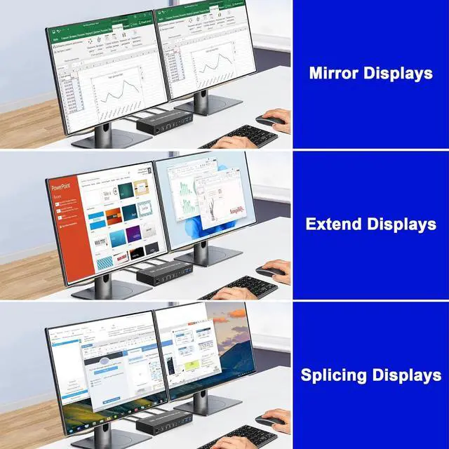 Alt view image 5 of 7 - AUTYUE 8K@60Hz 4 Ports Displayport USB 3.0 KVM Switch for 4 Computer 2 Monitor, DP1.4 Dual Monitor KVM Switches with Audio Microphone Output and 3 USB 3.0 Ports, 8K DP Monitor Switch for 4PC 2 Monitor