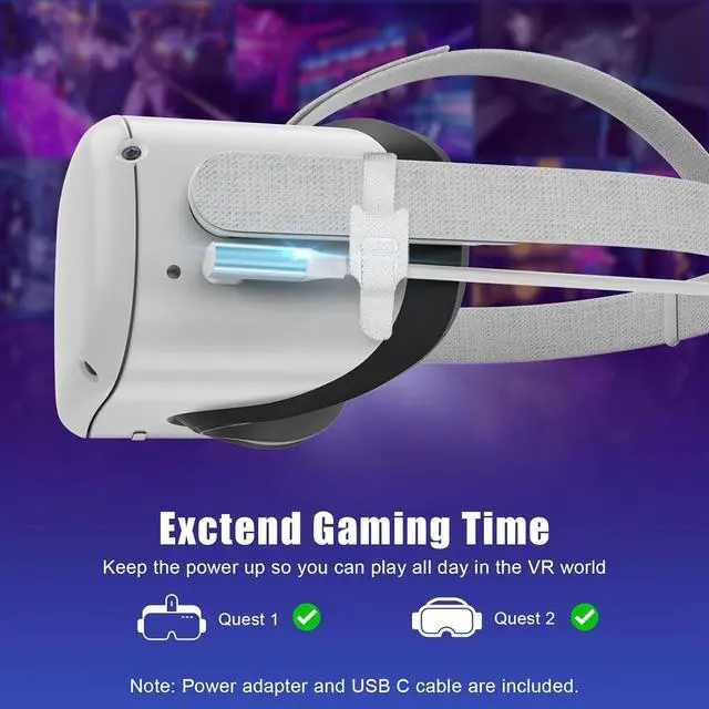 Alt view image 2 of 7 - AUTYUE 16FT / 5M Link Cable for Ocu-lus Quest 2/1 Accessories with Adapter, VR Headset Cable with Separate Charging Port, USB 3.0 to USB C High Speed PC Data Transfer Charging Cord for Gaming PC White