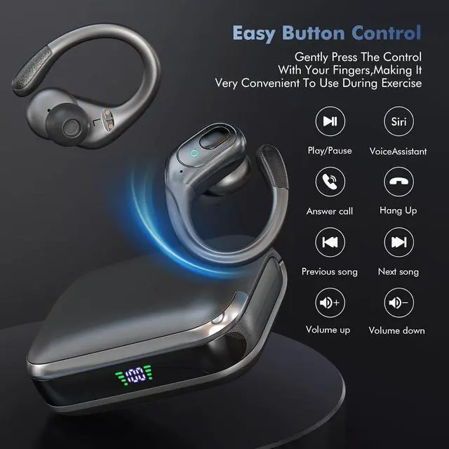 Alt view image 4 of 7 - AUTYUE True Wireless Earbuds, 75H Playtime Bluetooth 5.3 Headphones, IP7 Waterproof Bluetooth Headset for Sports, Running, Bluetooth Wireless in Ear Earphones for iOS/Android Cellphones