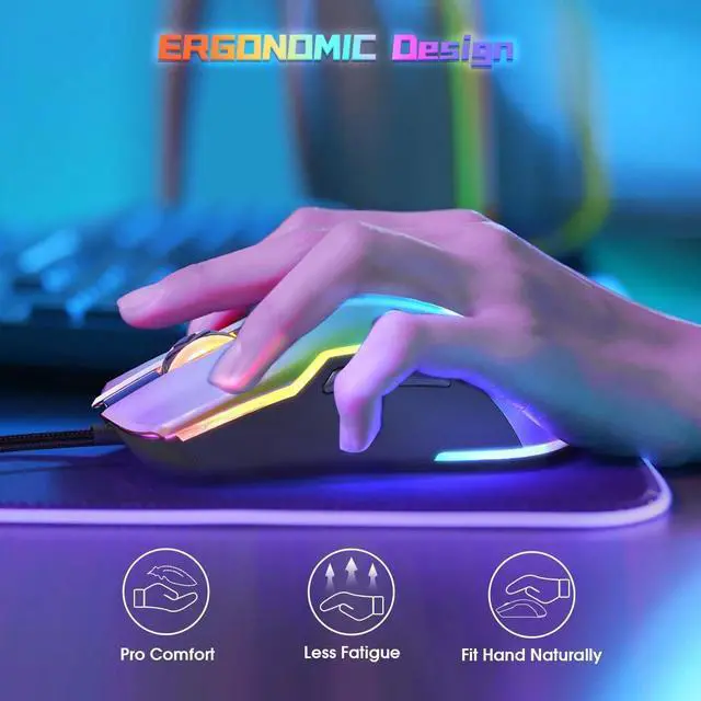 Alt view image 5 of 7 - AUTYUE USB Wired Gaming Mouse, RGB Backlit Gaming Mouse, 12800 DPI Programmable Ergonomic PC Gaming Mice with Cool Lighting Effect 7 Buttons Gaming Mice for PC/Laptop/Windows/Mac