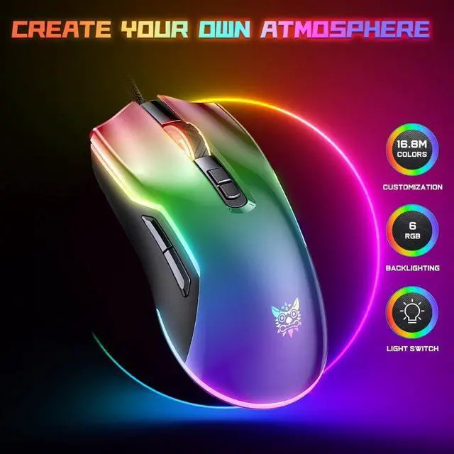 Alt view image 3 of 7 - AUTYUE USB Wired Gaming Mouse, RGB Backlit Gaming Mouse, 12800 DPI Programmable Ergonomic PC Gaming Mice with Cool Lighting Effect 7 Buttons Gaming Mice for PC/Laptop/Windows/Mac