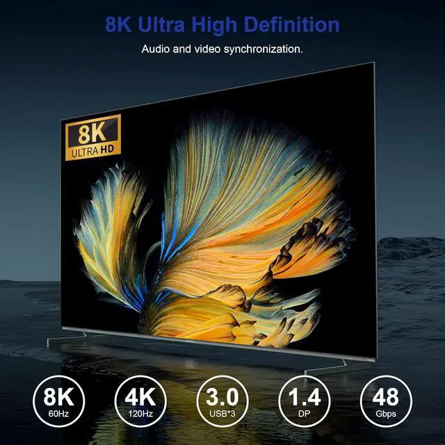 Alt view image 3 of 7 - AUTYUE Displayport USB 3.0 KVM Switch 2 Monitors for 4 Computers 8K@60Hz 4K@144Hz, 4 Port DP1.4 Dual Monitor Displayport KVM Switch with Audio Output and 3 USB 3.0, 8K DP Monitor Switch for 4PCs