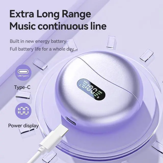 Alt view image 6 of 7 - AUTYUE Wireless Earbuds with Bluetooth 5.4 Low Latency, HD Sound,60H Playback LED Power Display Earphones Comfortable Fit Waterproof in-Ear Headphones with Mic for Multi-Scenario Suitable for All Ages