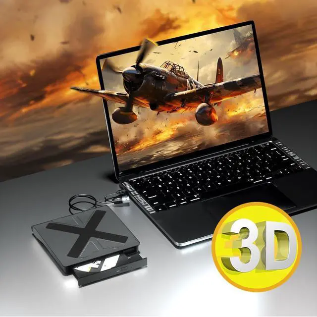 Alt view image 7 of 7 - AUTYUE External Blu Ray Drive, USB 3.0 and Type-C Blu Ray Burner Portable Blu Ray DVD/CD/BD Player, 3D Bluray Optical DVD Drive Compatible with Windows XP/7/8/10/11 MacOS Laptop Desktop