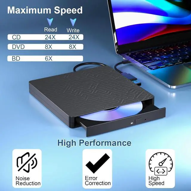 Alt view image 5 of 7 - AUTYUE 5 in 1 External Blu ray Drive, Multifunctional USB 3.0 Type-C 3D External Blu-ray Slim Optical Drive CD DVD Drive Burner with SD/TF Card Reader/2 USB 3.0 Hubs for Windows XP/7/8/10/11, MacOS