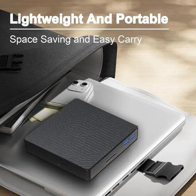 Alt view image 7 of 7 - AUTYUE 5 in 1 External Blu ray Drive, Multifunctional USB 3.0 Type-C 3D External Blu-ray Slim Optical Drive CD DVD Drive Burner with SD/TF Card Reader/2 USB 3.0 Hubs for Windows XP/7/8/10/11, MacOS
