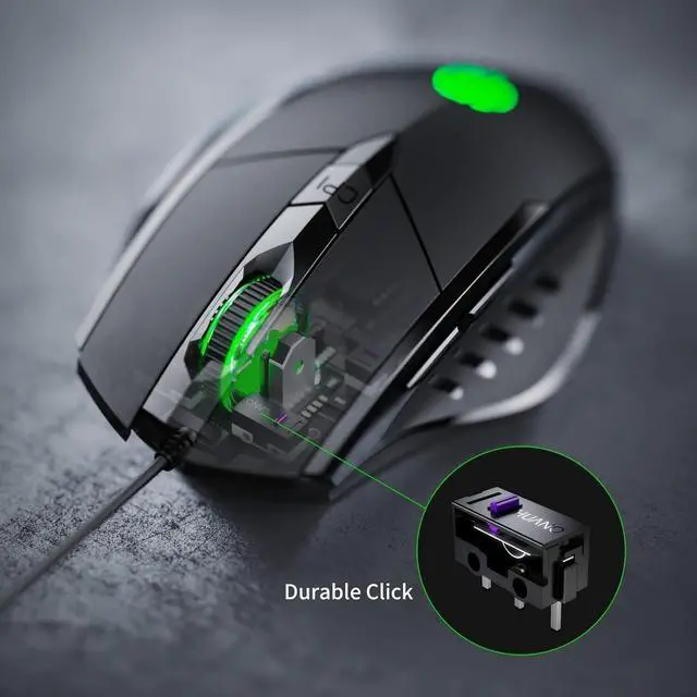 Alt view image 6 of 7 - AUTYUE USB Wired Mouse, Ergonomic Design, up to 3200 DPI Adjustable and 6 Buttons, Optimised USB Wired Optical Mouse, Gaming Mouse for PC Laptop Computer for Working and Gaming (Black)