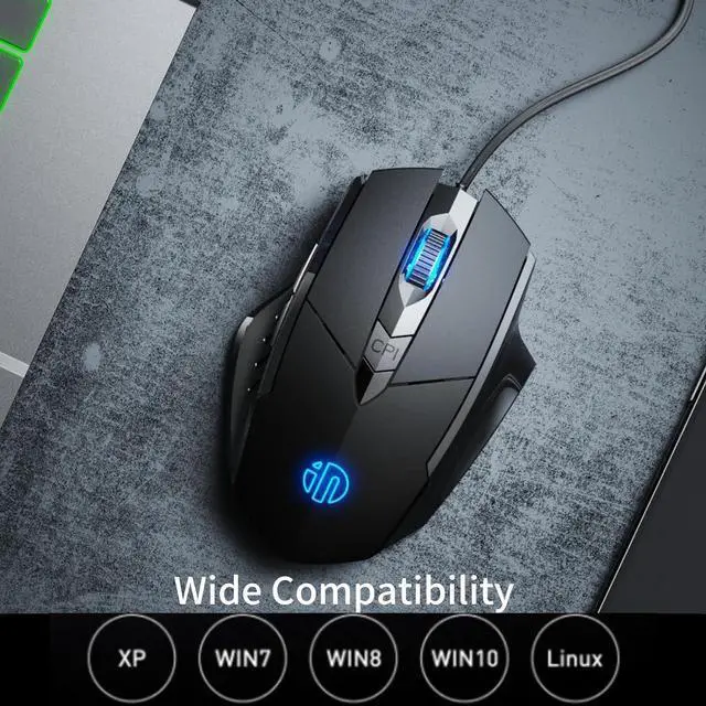 Alt view image 5 of 7 - AUTYUE USB Wired Mouse, Ergonomic Design, up to 3200 DPI Adjustable and 6 Buttons, Optimised USB Wired Optical Mouse, Gaming Mouse for PC Laptop Computer for Working and Gaming (Black)