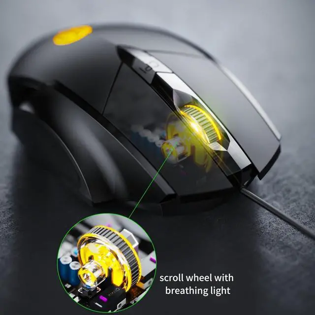 Alt view image 7 of 7 - AUTYUE USB Wired Mouse, Ergonomic Design, up to 3200 DPI Adjustable and 6 Buttons, Optimised USB Wired Optical Mouse, Gaming Mouse for PC Laptop Computer for Working and Gaming (Gray)