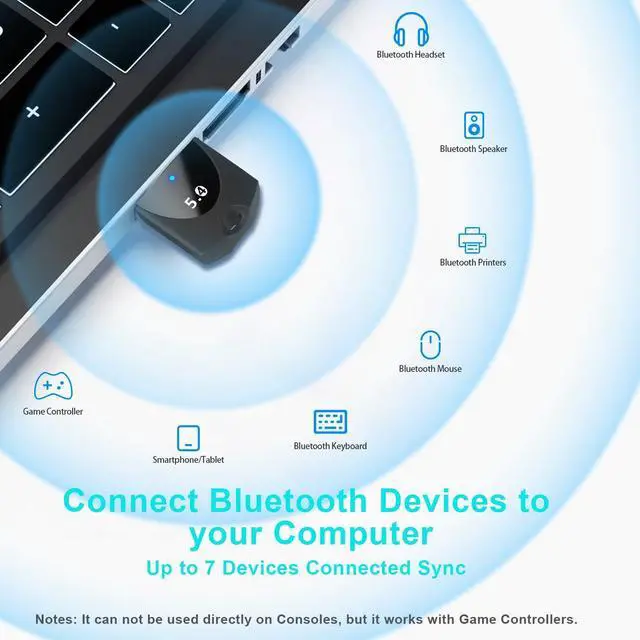 Alt view image 2 of 7 - AUTYUE Upgraded Bluetooth 5.4 Adapter for PC Laptop, Wireless USB Bluetooth Dongle for Desktop Windows 11/10/8.1/7, Plug n Play for Bluetooth Headphones Headset Speaker Mouse Keyboard Game Controller