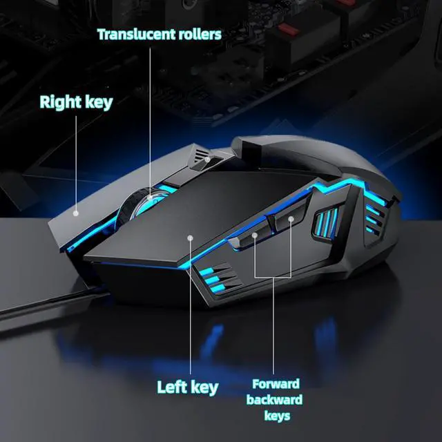Alt view image 6 of 7 - AUTYUE Wired Gaming Mouse, Optical USB Mouse for Laptop/Desktop, Ergonomic, with 6 Programmable Buttons, 4 Adjustable DPI up to 3600 DPI, Multifunctional Wired Mouse for Gaming and Office