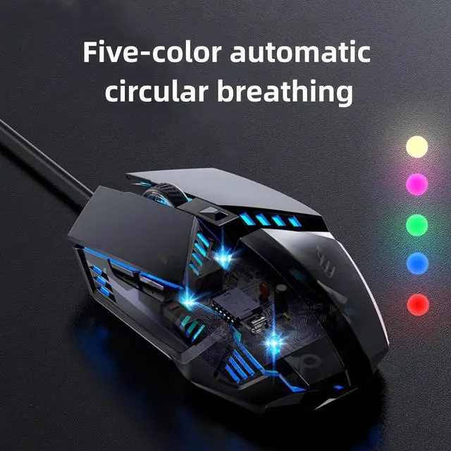 Alt view image 2 of 7 - AUTYUE Wired Gaming Mouse, Optical USB Mouse for Laptop/Desktop, Ergonomic, with 6 Programmable Buttons, 4 Adjustable DPI up to 3600 DPI, Multifunctional Wired Mouse for Gaming and Office