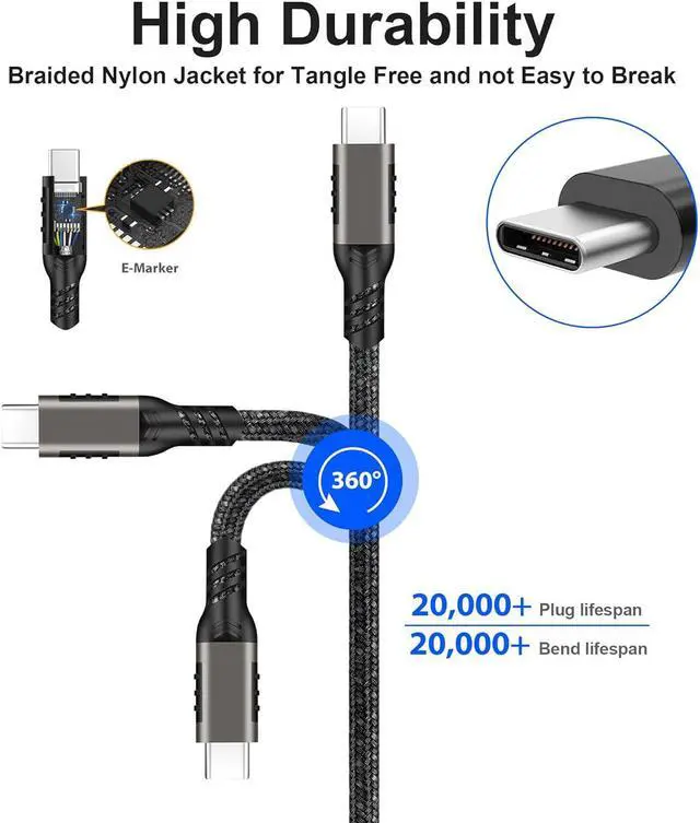 Alt view image 5 of 7 - AUTYUE [2 PACK] USB C Cable 6.6ft./2M, Nylon Braided USB A to USB C Cable USB 3.1 USB 3.2 Gen2 10Gbps Data Charger 60W Cord for Galaxy S24 S23 S22 S21 S20 S10 S9 S8, Note 20, and i-Phone 15/15 Pro..