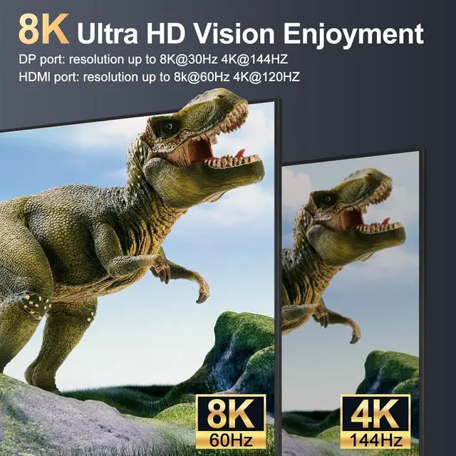 Alt view image 3 of 7 - AUTYUE KVM Switch 2 Computers 3 Monitors 8K@60Hz 4K@144Hz, Displayport + 2 HDMI Triple Monitor KVM Switch for 2 PC Sharing 3 Monitors and 4 USB 3.0 Devices with Cable Remote Control and 2 USB Cables