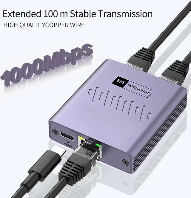 Alt view image 4 of 7 - AUTYUE Ethernet Splitter 1 to 2 1000Mbps, Gigabit Ethernet Splitter,LAN Network Splitter with USB Power Cable, RJ45 Splitter for Cat5/5e/6/7/8 Cable (2 Devices Simultaneously Networking) Router Switch