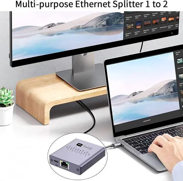 Alt view image 5 of 7 - AUTYUE Ethernet Splitter 1 to 2 1000Mbps, Gigabit Ethernet Splitter,LAN Network Splitter with USB Power Cable, RJ45 Splitter for Cat5/5e/6/7/8 Cable (2 Devices Simultaneously Networking) Router Switch