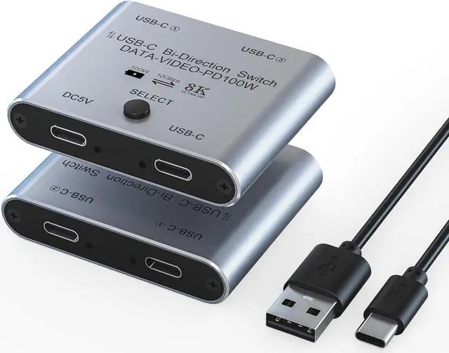 Main image of AUTYUE 8K USB C Switch Splitter USB C Switcher for 2 Computers - Bi Directional USB C KVM Switch 1 in 2 Out for 8K@60Hz/4K@144Hz Video Transfer+100W Charging+10Gbps Data, with Power Cable giyqxHw