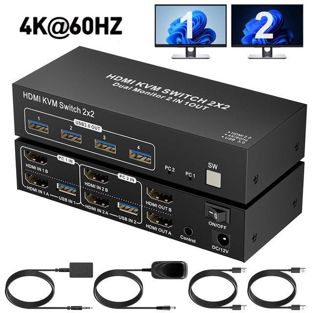 thumbnail image 2 of 4K 60Hz HDMI2.0 USB KVM Switch For 2 Computers 1 Monitor 2 of 10