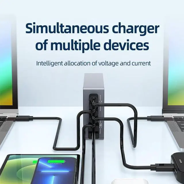 Alt view image 4 of 7 - AUTYUE USB Charging Station, 220W 6-in-1 GaN USB C Fast Charging, PD USB A Multiple Devices Charger Compatible for Laptop Mac-Book i-Phone16 Pro/16/15/14 i-Pad Galaxy S25 S24 S23 H-P and Other Series