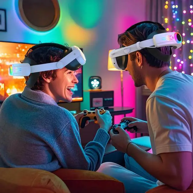 Alt view image 7 of 7 - AUTYUE RGB Head Strap with Battery for Me-ta Quest 3S/Quest 3, 12000mAh Battery Pack for Extended 8H of Playtime, Fast Charging VR Power, Adjustable Elite Strap Enhanced Support and Balance in VR