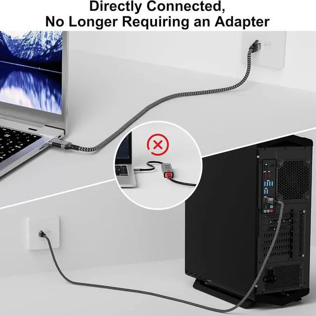 Alt view image 2 of 6 - AUTYUE USB to Ethernet Cable 16.4FT/5M, USB 3.0 A Male to RJ45 Male Cord, Directly Connected, Aluminum Portable USB to RJ45 Gigabit LAN Network Cable for Laptop, PC, Switch, More, Braided Cable