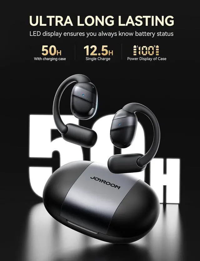 Alt view image 3 of 7 - AUTYUE Open Ear Headphones, Bluetooth 5.4 Wireless Earbuds with Digital Display, Ultra-Comfort, Clear Calls, Powerful Sound, 50H Playtime, IPX4 Waterproof Sports Earphones for Running & Workouts