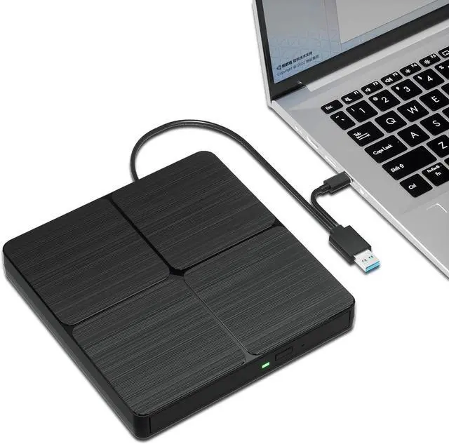 Main image of AUTYUE External CD/DVD Drive for Laptop, USB 3.0 and Type C DVD Drive External Portable DVD Player for Laptop, CD Burner External Optical CD DVD Drive Compatible with PC Windows 11/10/8/7 Linux MacOS