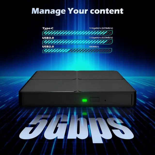 Alt view image 3 of 6 - AUTYUE External CD/DVD Drive for Laptop, USB 3.0 and Type C DVD Drive External Portable DVD Player for Laptop, CD Burner External Optical CD DVD Drive Compatible with PC Windows 11/10/8/7 Linux MacOS