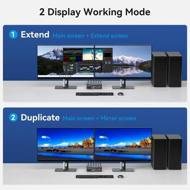 Alt view image 3 of 7 - AUTYUE 8K 2 in 2 Out DisplayPort KVM Switch 2 Monitors 2 Computers 4K120Hz, Aluminum Dual Monitor Displayport USB 3.0 KVM Switches for 2 PC Sharing One Monitor & 4 USB Devices with Desktop Controller