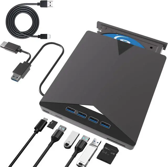 Main image of AUTYUE Multi-Function External Blu-ray Drive, 7 in 1 External Blu Ray Drive USB 3.0 & Type-C DVD/BD Player Blu Ray Burner Writer, Portable Slim Bluray Drive for Laptop PC Desktop Windows 11 10 Mac OS