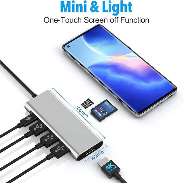 Alt view image 6 of 7 - AUTYUE USB C Hub 7 in 1, USB C HUB Multiport Adapter with 4K@60 HDMI, 3x USB 3.0, SD/TF, 1 x PD 100W, Type-C Hub for Mac-Book Air/Pro,H-p, Hua-wei Mate-Book, De-ll, Surface Book Etc..