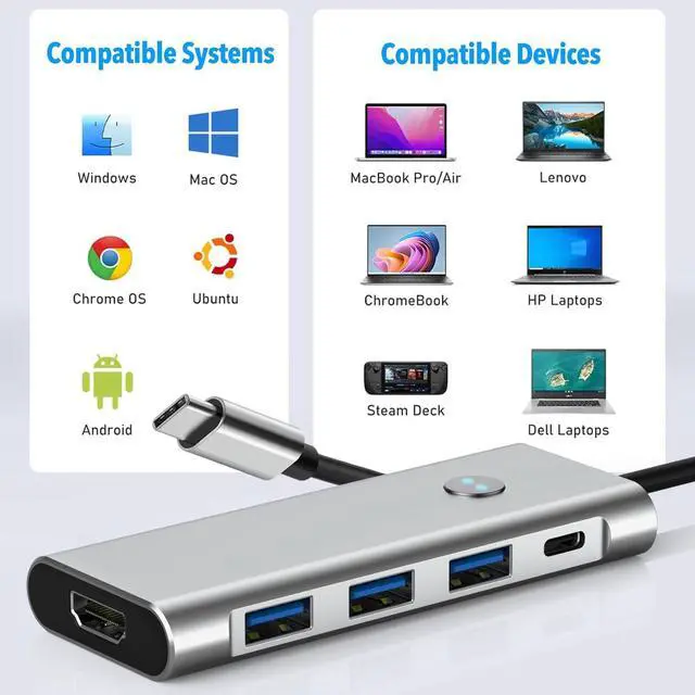 Alt view image 7 of 7 - AUTYUE USB C Hub 7 in 1, USB C HUB Multiport Adapter with 4K@60 HDMI, 3x USB 3.0, SD/TF, 1 x PD 100W, Type-C Hub for Mac-Book Air/Pro,H-p, Hua-wei Mate-Book, De-ll, Surface Book Etc..