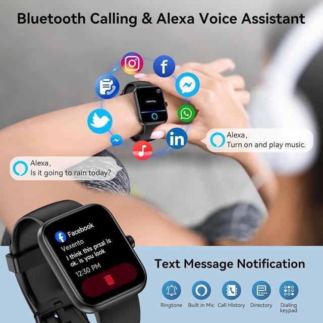 Alt view image 2 of 7 - AUTYUE Smart Watch for Men Women, Alexa Built-in Fitness Tracker with Call Function & 1.83" HD Touchscreen, Heart Rate/Sleep Monitor, 100 Sport Modes, IP68 Waterproof, iOS Android Compatible