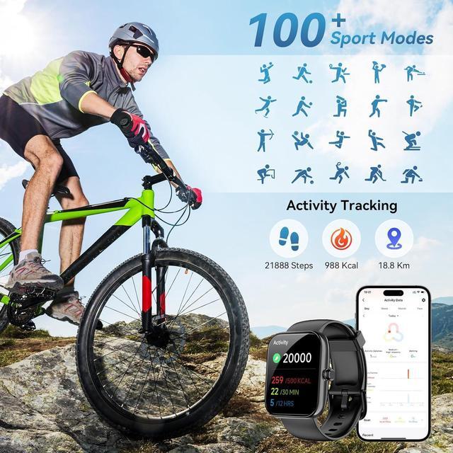 Alt view image 4 of 7 - AUTYUE Smart Watch for Men Women, Alexa Built-in Fitness Tracker with Call Function & 1.83" HD Touchscreen, Heart Rate/Sleep Monitor, 100 Sport Modes, IP68 Waterproof, iOS Android Compatible