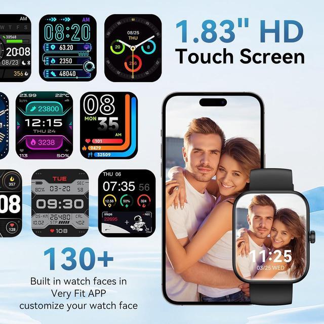 Alt view image 5 of 7 - AUTYUE Smart Watch for Men Women, Alexa Built-in Fitness Tracker with Call Function & 1.83" HD Touchscreen, Heart Rate/Sleep Monitor, 100 Sport Modes, IP68 Waterproof, iOS Android Compatible