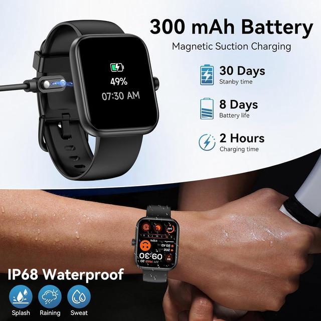 Alt view image 7 of 7 - AUTYUE Smart Watch for Men Women, Alexa Built-in Fitness Tracker with Call Function & 1.83" HD Touchscreen, Heart Rate/Sleep Monitor, 100 Sport Modes, IP68 Waterproof, iOS Android Compatible